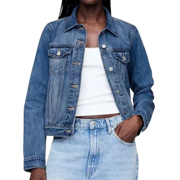 Gap L Womens Icon Denim Jacket Medium Blue Western Classic Timeless - Picture 1 of 11